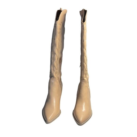 NIB Oasis Society Samara Nude Embroidered Heel Tall Western Boot Size 10 - Picture 3 of 14